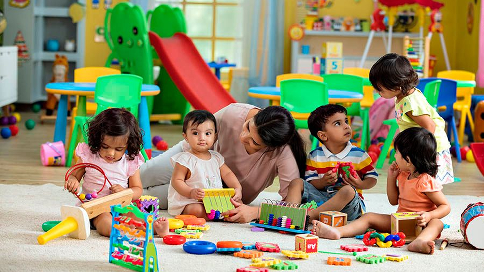 Children engaged in a joyful classroom activity